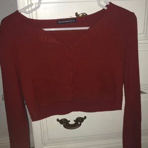 red cropped sweater